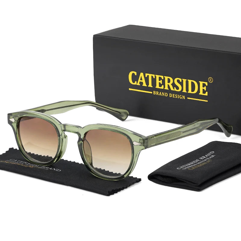 Caterside retro redondo masculino óculos de sol punk ácido propiônico pino templo luxo óculos de sol feminino esportes lazer festa óculos uv400