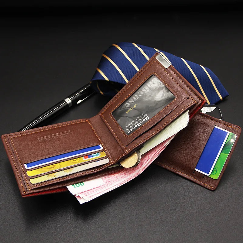 Moda Masculina Carteira de couro do plutônio curto titular do cartão bolsa para homens designer luxo billfold masculino portátil pequeno titular do cartão carteiras