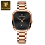 Poedagar luxo senhoras relógio de aço inoxidável à prova dwaterproof água relógio quartzo para mulher alta qualidade relógio feminino elegante relógios femininos