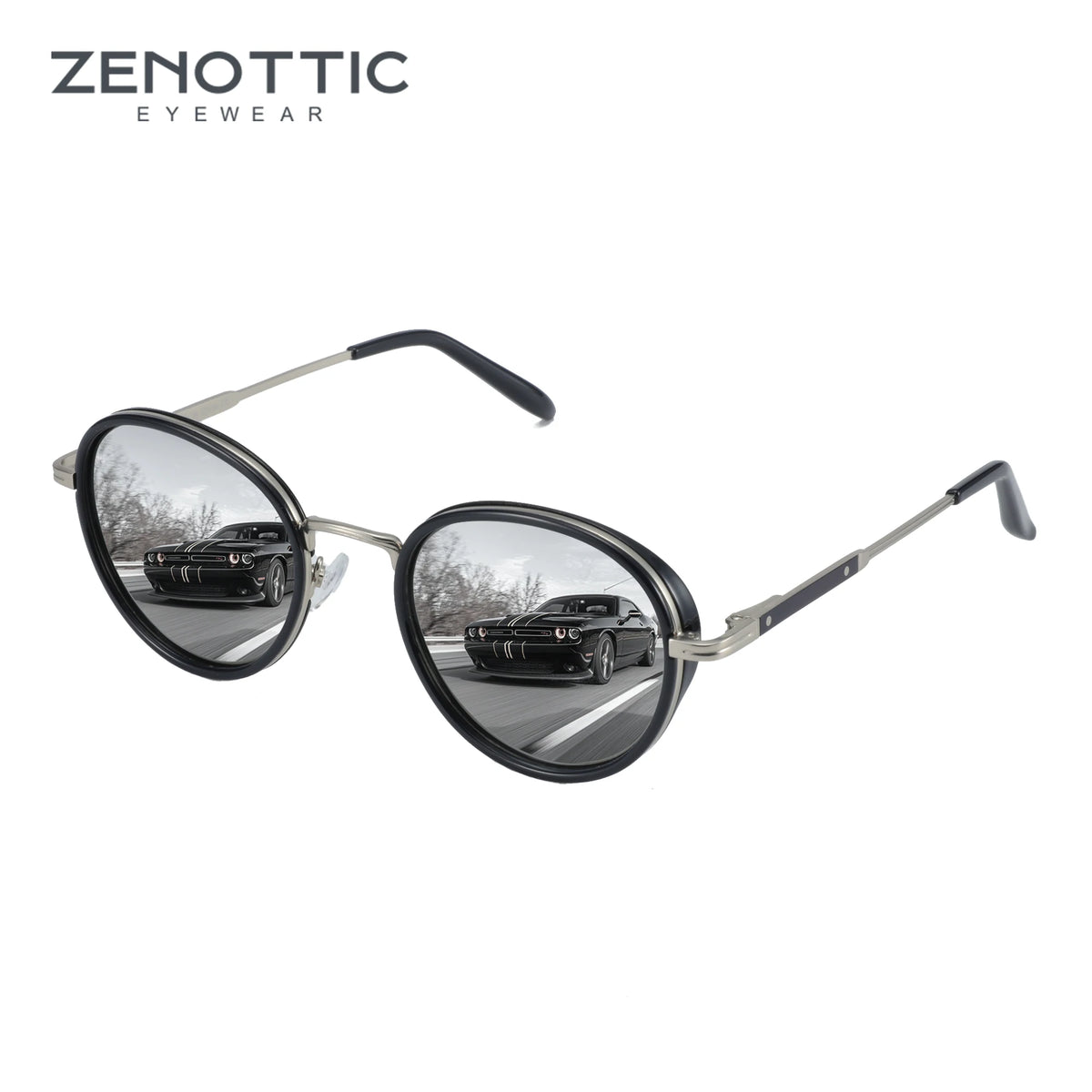 Zenottic steampunk óculos de sol redondo espelho polarizado (01 cores) óculos de sol para mulheres homens vintage tons uv400