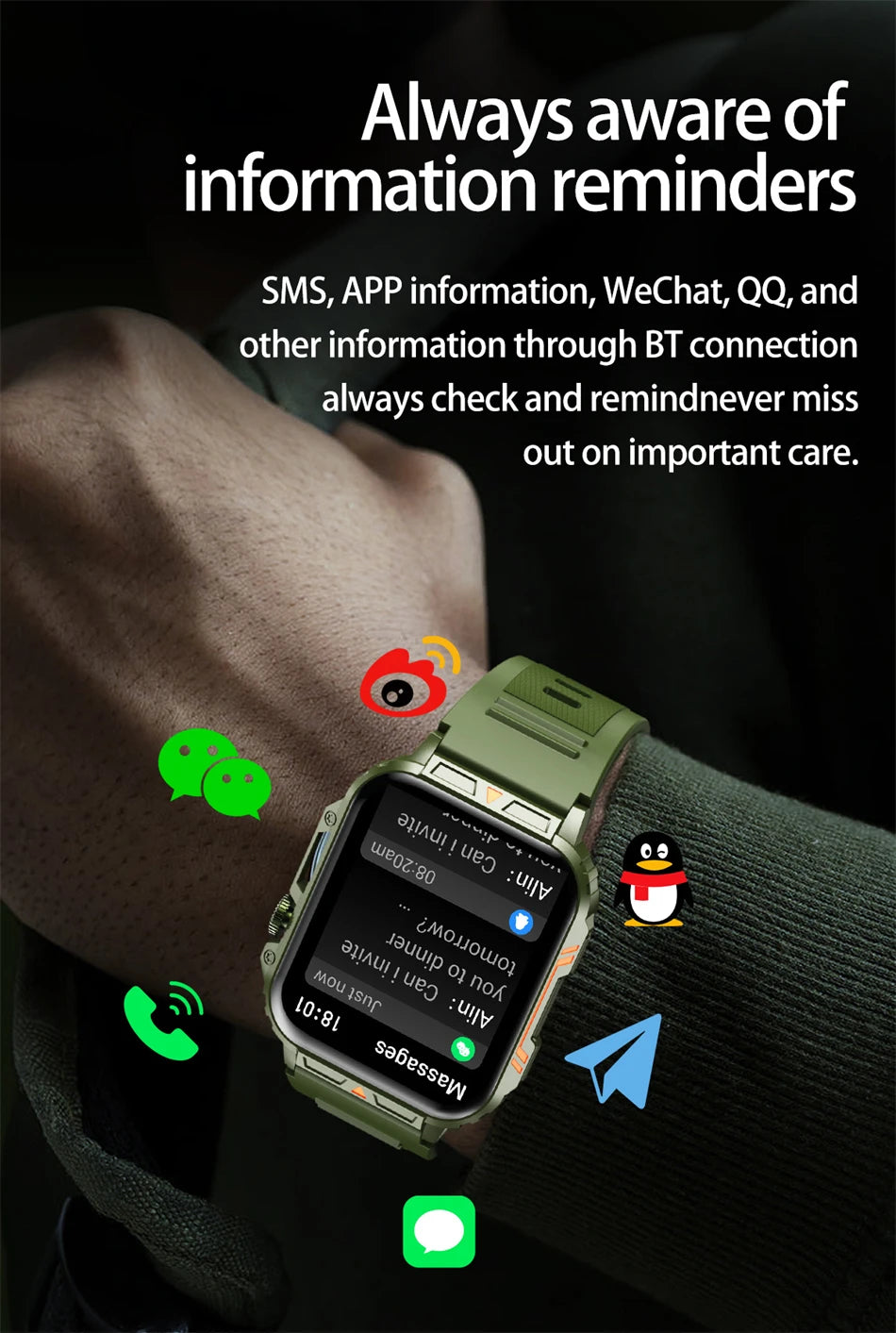 Novo esportes ao ar livre relógio inteligente masculino 1.95 polegada freqüência cardíaca oxigênio no sangue à prova dwaterproof água bt chamada smartwatch presente masculino para android ios