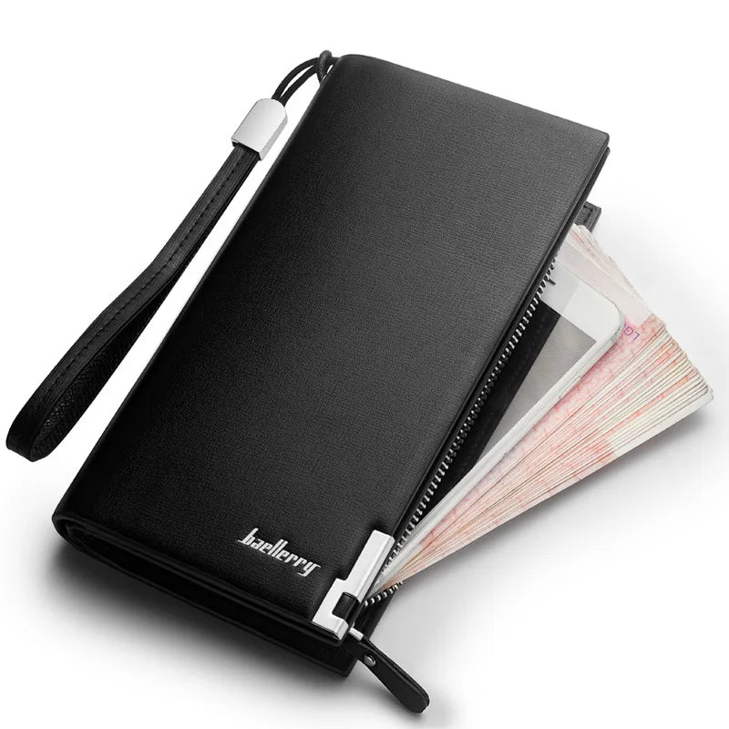 Baellery homens carteiras longas grande capacidade zíper bolsa titular do cartão masculino bolsa moeda bolso marca de luxo carteira embreagem para homem