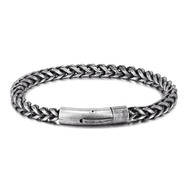MKENDN Locomotiva Homens Punk Rock Pulseira de corrente de bicicleta 18k banhado a ouro botão magnético de aço inoxidável joias masculinas presentes