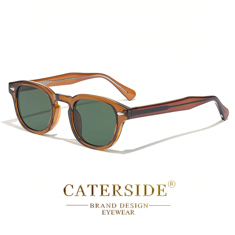 Caterside retro redondo masculino óculos de sol punk ácido propiônico pino templo luxo óculos de sol feminino esportes lazer festa óculos uv400
