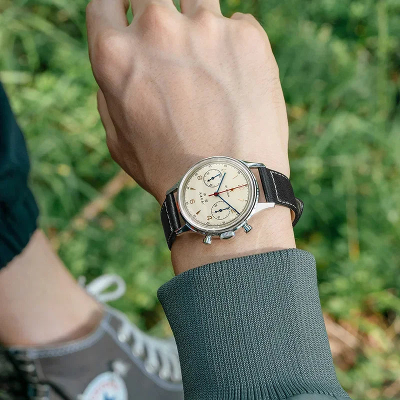 Relógios masculinos 1963 piloto relógio automático 42mm à prova dwaterproof água retro quartzo cronógrafo vestido vintage relógio