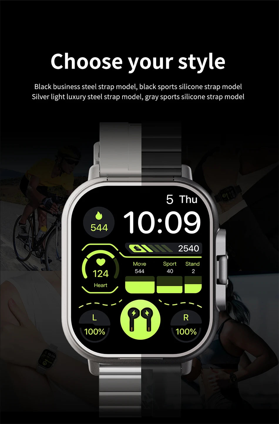 2024 relógio inteligente 2 em 1 com fone de ouvido smartwatch bluetooth chamada relógio masculino gps pista monitor freqüência cardíaca jogar música smartwatch