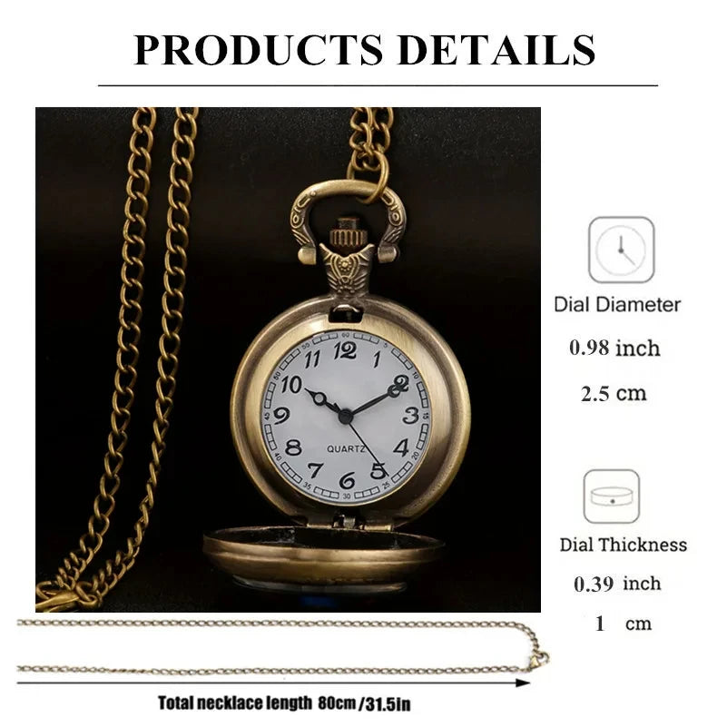 Requintado relógio de bolso de moto vintage relógio criativo com corrente de colar retro bronze cowboy masculino relogio melhor presente