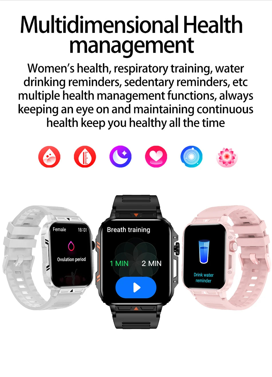Novo esportes ao ar livre relógio inteligente masculino 1.95 polegada freqüência cardíaca oxigênio no sangue à prova dwaterproof água bt chamada smartwatch presente masculino para android ios