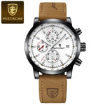 Poedagar relógio de pulso de luxo para homem à prova dwaterproof água luminosa cronógrafo data relógio masculino esportes couro relógios quartzo masculino reloj