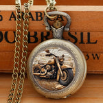 Requintado relógio de bolso de moto vintage relógio criativo com corrente de colar retro bronze cowboy masculino relogio melhor presente