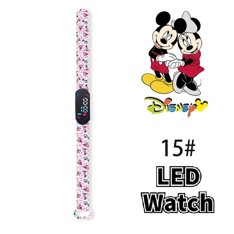 Nova disney mickey minnie led toque relógio donald duckbracelet relógio estudante crianças esportes dos desenhos animados relógio eletrônico presente brinquedo