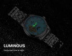 Forsining moda masculina luxo negócios pulseira de metal turbilhão luminoso relógio mecânico automático diamante artificial relógio de pulso