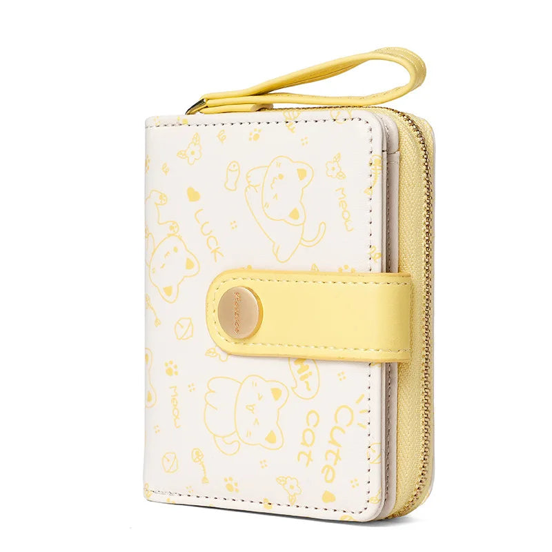 Carteira japonesa bonito do gato para mulheres, bolsa curta, titular do cartão do banco da identificação, saco do dinheiro, carteiras do zíper, armazenamento da chave, meninas, meninas