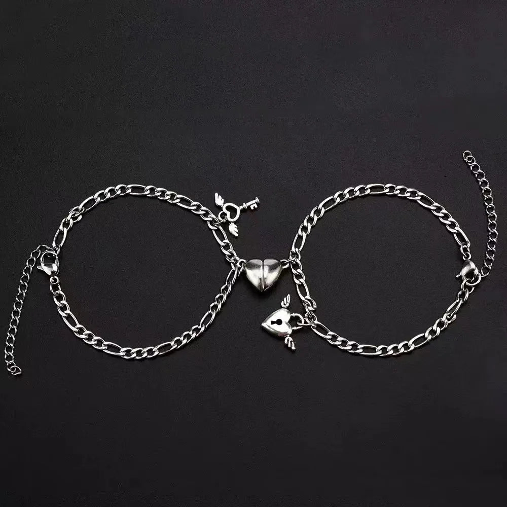 Amantes do amor fivela magnética pulseira criativa dia dos namorados ímã amor atraente pulseira casal pulseiras cubanas