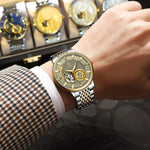 Poedagar topo de luxo relógio masculino luminoso oco tourbillon automático homem relógio de pulso mecânico aço inoxidável relógios masculinos reloj
