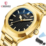 Chenxi 8222 luxo ouro aço inoxidável luminoso casual relógio de negócios para homens moda quartzo relógios pulso à prova dwaterproof água