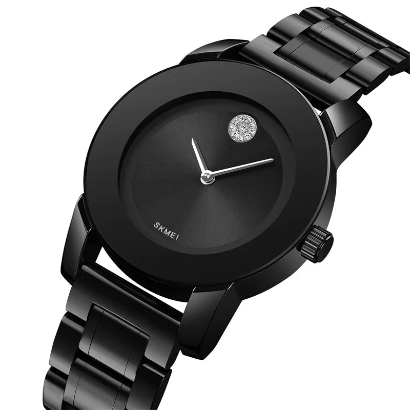 Skmei unissex quartzo pulseira à prova d'água relógios de luxo pulseira de aço inoxidável estilo simples display analógico relógio de pulso fashion