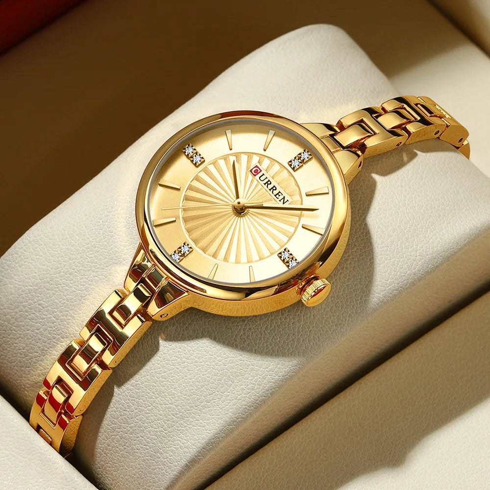 Curren-relógio de quartzo de luxo feminino, relógio pulseira magnética, pulseira esportiva, para mulheres