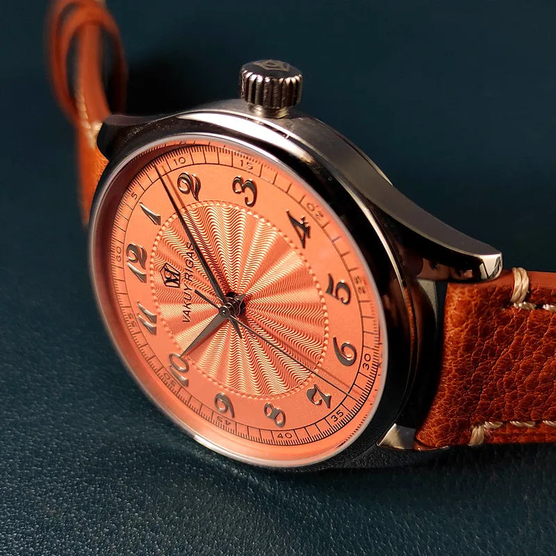 Relógio de pulso mecânico automático masculino, impermeável, calendário luminoso, ponteiro de gás, piloto alemão, NH38A movimento, C1