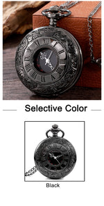 Relógio de bolso Steampunk com corrente para homens e mulheres, colar com pingente, charme vintage, preto, número romano, quartzo, moda unissex, presente