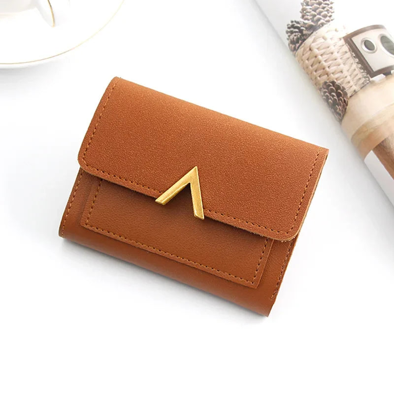 Couro nova bolsa feminina pequena carteira de couro curto marca luxo mini moda feminina carteiras e bolsa titular do cartão de crédito