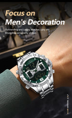 Poedagar led relógio de luxo masculino esportes dupla exibição tempo digital luminoso semana data homem relógio de pulso eletrônico quartzo relógios masculinos