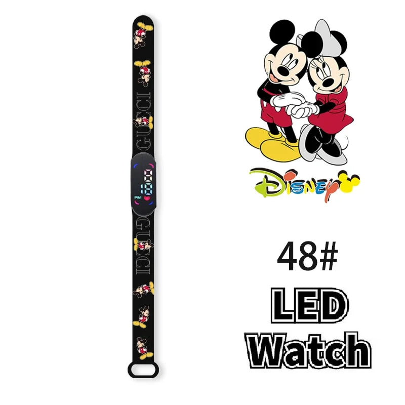 Nova disney mickey minnie led toque relógio donald duckbracelet relógio estudante crianças esportes dos desenhos animados relógio eletrônico presente brinquedo