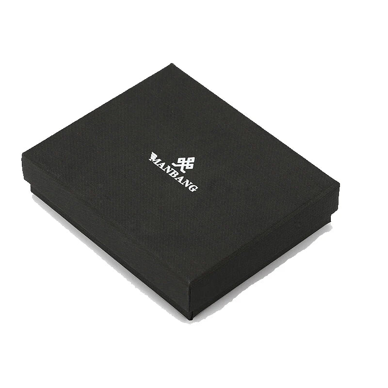 【Couro de couro genuíno】Manbang marca venda quente carteira masculina de luxo original curto tri-fold primeira camada bolsa de negócios