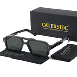 Caterside retro punk óculos de sol dos homens do vintage plana superior pontes duplas alta qualidade óculos de sol feminino viagem festa festival eyewear