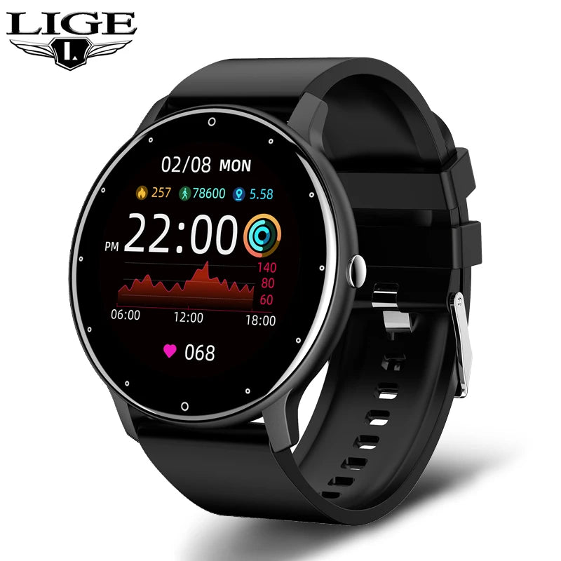 Lige 2025 novo relógio inteligente masculino tela de toque completa esporte fitness relógio ip67 à prova dip67 água bluetooth para android ios smartwatch masculino + caixa