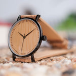 Bobo bird relógios masculinos, relógio de pulso de quartzo de madeira com pulseira de couro genuíno com caixa de papel, relógios masculinos