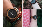 Relógio de pulso zegarek bobo bird para homens e mulheres, relógio de quartzo com pulseira de madeira colorida