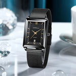 Crrju luxo relógio de ouro masculino quadrado japão quartzo fino malha aço à prova dwaterproof água esportes data automática relógios pulso relogio masculino