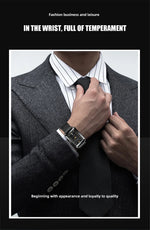 Crrju luxo relógio de ouro masculino quadrado japão quartzo fino malha aço à prova dwaterproof água esportes data automática relógios pulso relogio masculino