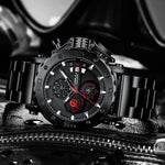 Relogio masculino crrju esporte cronógrafo relógios masculinos marca superior de luxo aço completo relógio quartzo à prova dwaterproof água grande dial relógio masculino