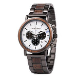Bobobird relógio masculino de luxo, cronógrafo de quartzo, relógio de pulso personalizado, pulseira de metal e madeira, caixa de presente