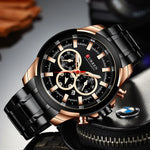 Curren relógios masculinos marca superior grande esporte relógio de luxo militar aço quartzo relógios pulso cronógrafo design ouro relógio masculino