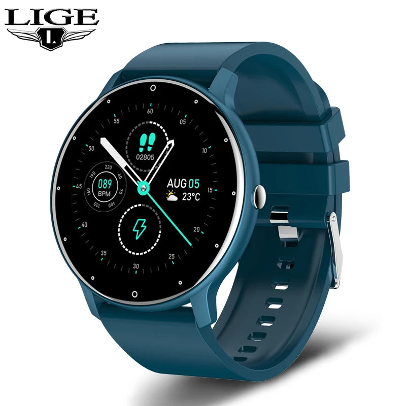 Lige 2025 novo relógio inteligente masculino tela de toque completa esporte fitness relógio ip67 à prova dip67 água bluetooth para android ios smartwatch masculino + caixa