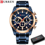 Curren relógios masculinos marca superior grande esporte relógio de luxo militar aço quartzo relógios pulso cronógrafo design ouro relógio masculino