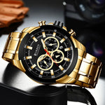 Curren relógios masculinos marca superior grande esporte relógio de luxo militar aço quartzo relógios pulso cronógrafo design ouro relógio masculino