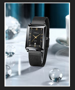 Crrju luxo relógio de ouro masculino quadrado japão quartzo fino malha aço à prova dwaterproof água esportes data automática relógios pulso relogio masculino