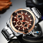 Curren relógios masculinos marca superior grande esporte relógio de luxo militar aço quartzo relógios pulso cronógrafo design ouro relógio masculino