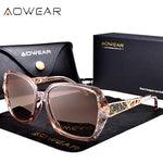 AOWEAR-Luxury Square Oversized Sunglasses for Women, Polarized Brand Design, óculos de sol vintage, tons ao ar livre, óculos para senhoras