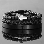 Conjunto de braceletes cruzados em aço inoxidável para homens, escultura em escrituras espanholas, jóias de luxo, Hip Hop, aberto, marca