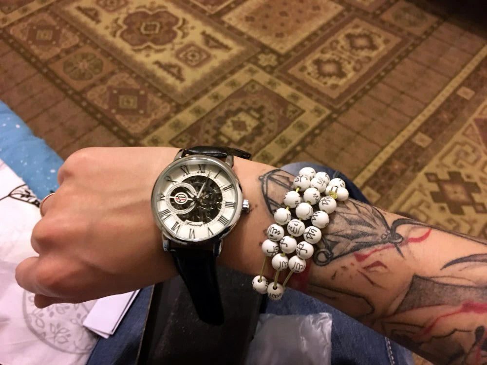 Forsining logotipo 3d design oco gravura preto caso dourado esqueleto de couro relógios mecânicos masculino marca luxo heren horloge
