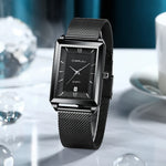Crrju luxo relógio de ouro masculino quadrado japão quartzo fino malha aço à prova dwaterproof água esportes data automática relógios pulso relogio masculino