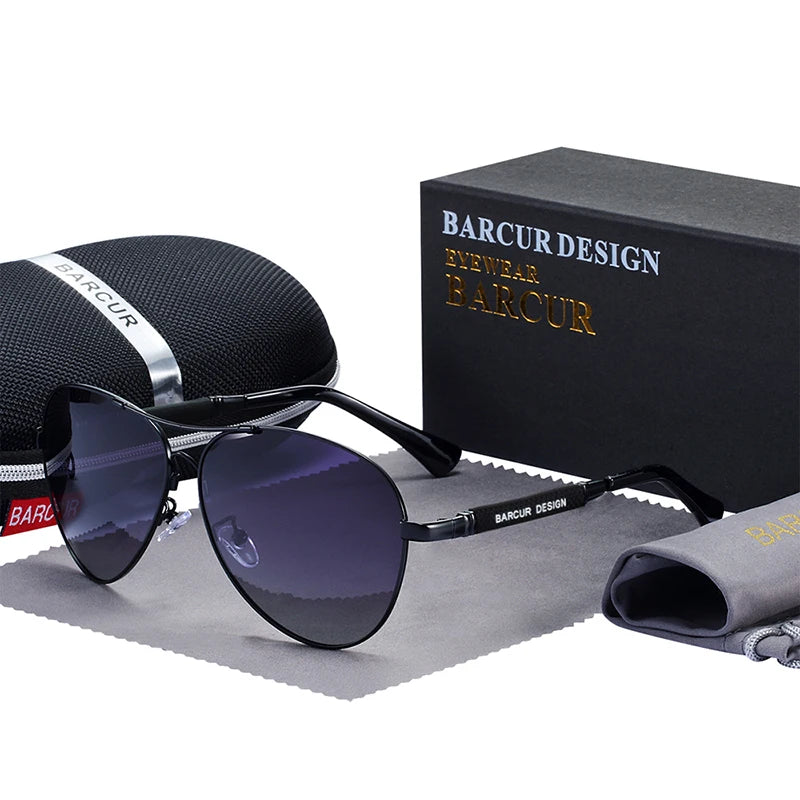 Barrcur design liga de titânio óculos de sol polarizados óculos de sol masculino feminino piloto gradiente óculos espelho tons de sol