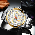 Curren relógios masculinos marca superior grande esporte relógio de luxo militar aço quartzo relógios pulso cronógrafo design ouro relógio masculino