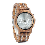 Bobobird relógio masculino de luxo, cronógrafo de quartzo, relógio de pulso personalizado, pulseira de metal e madeira, caixa de presente