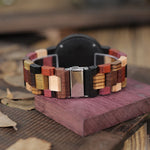 Relógio de pulso zegarek bobo bird para homens e mulheres, relógio de quartzo com pulseira de madeira colorida